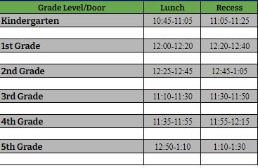 Lunch Schedule